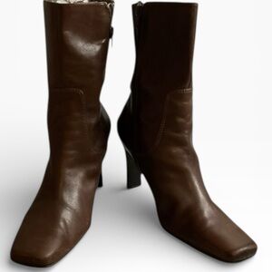 Elegant Brown Leather Ankle Boots